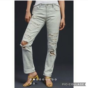 Anthropologie Pilcro Slim Boyfriend Jeans Mid Rise Size 26 Distressed NWOT